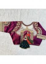 Milan Silk Wine Navratri Wear Embroidery Work Readymade Blouse